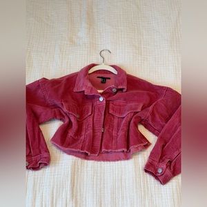 Forever 21 red ribbed jean jacket in size small